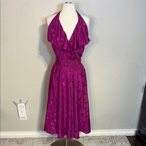 Vintage 90's Pink Ruffled A-line Halter dress